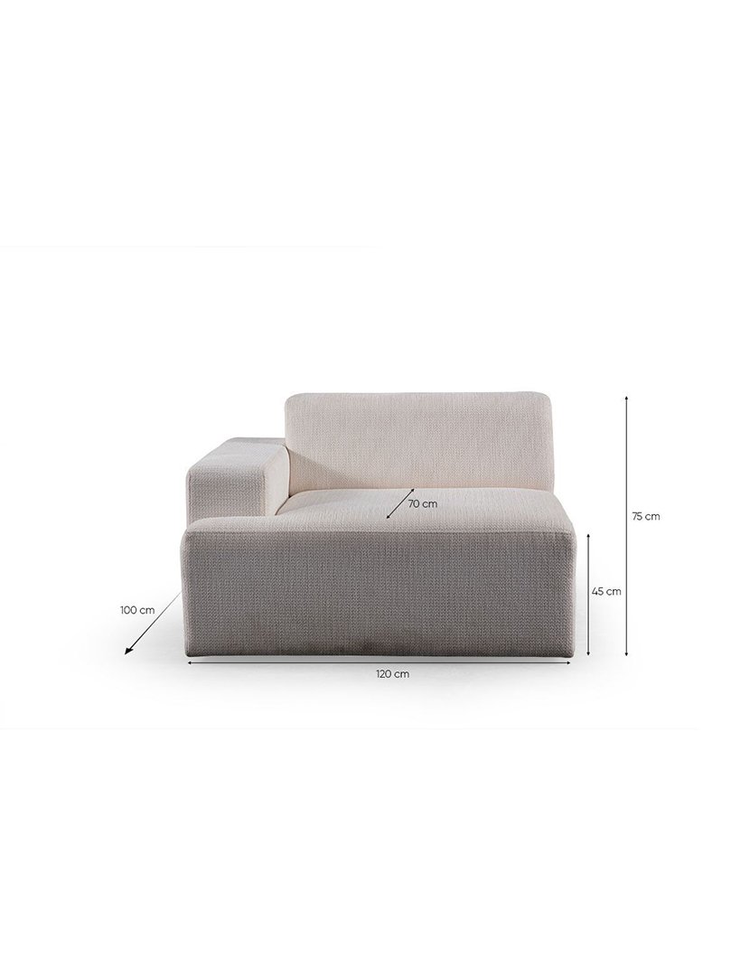 Melva White Modular Chaise Longue Sofa