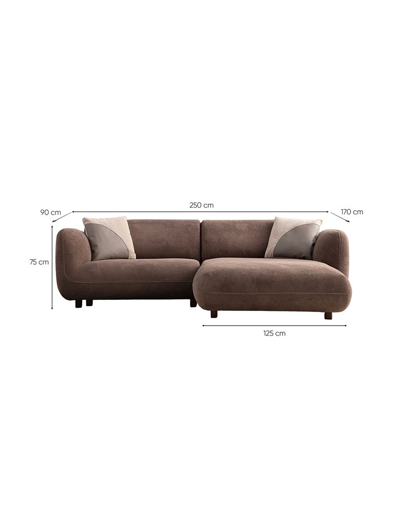 Sofá Modular Chaise Longue Direito Pavia Castanho