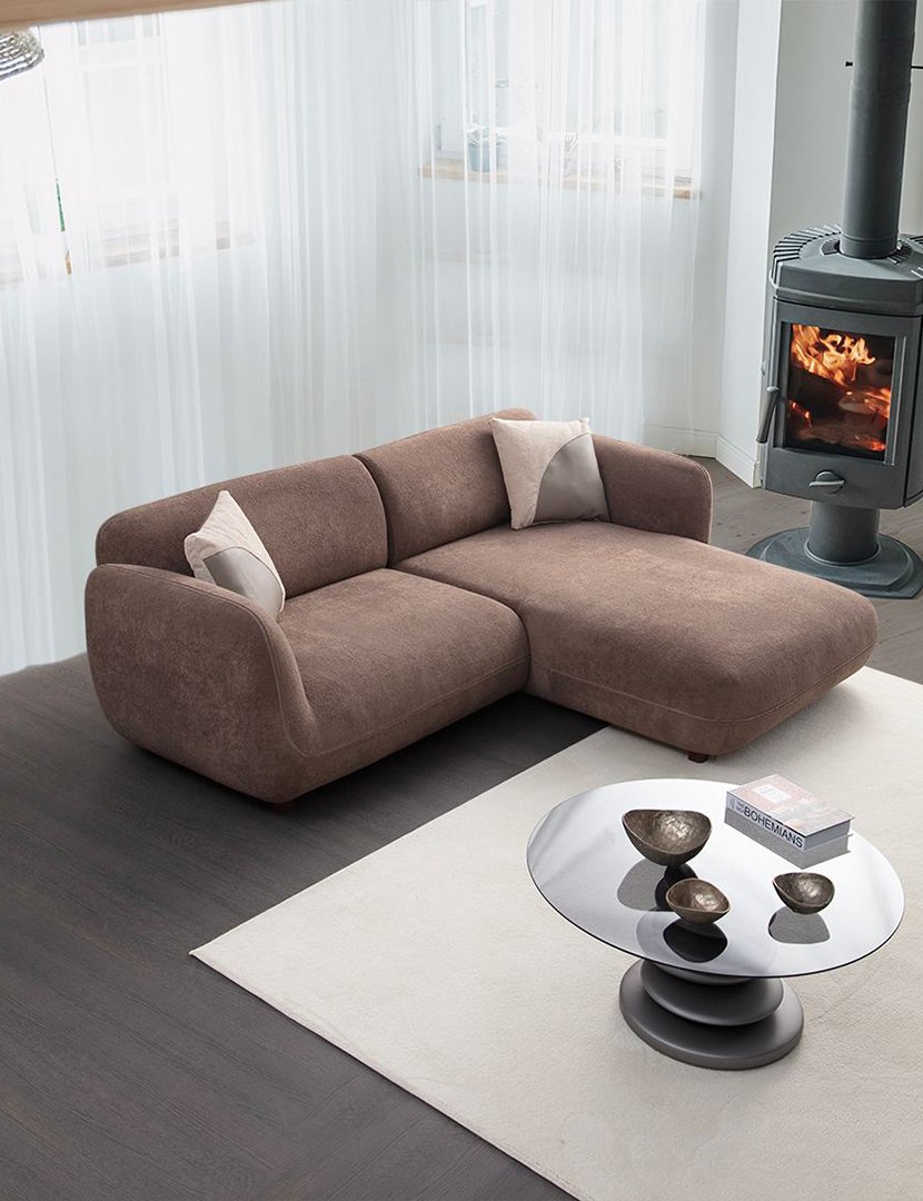 Sofá Modular Chaise Longue Direito Pavia Castanho