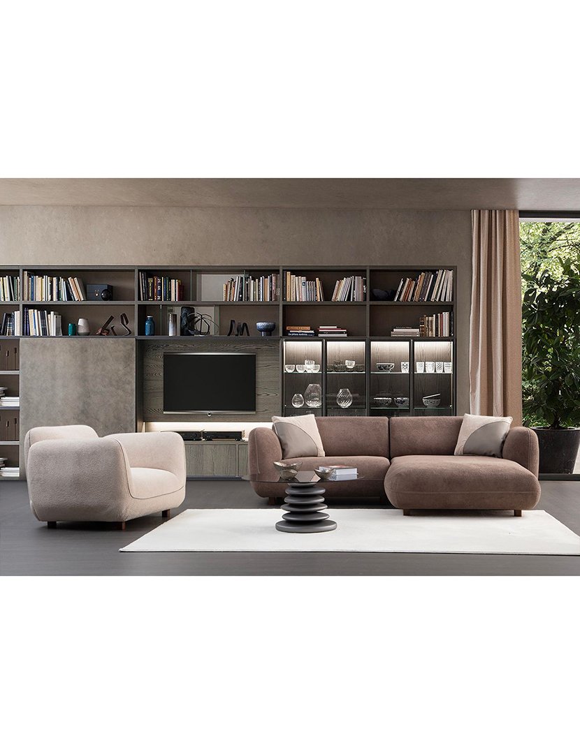 Sofá Modular Chaise Longue Direito Pavia Castanho