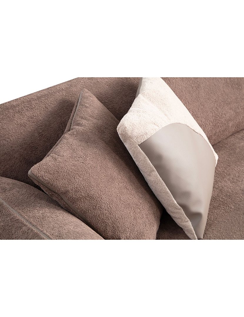 Sofá Modular Chaise Longue Pavia Creme/Castanho