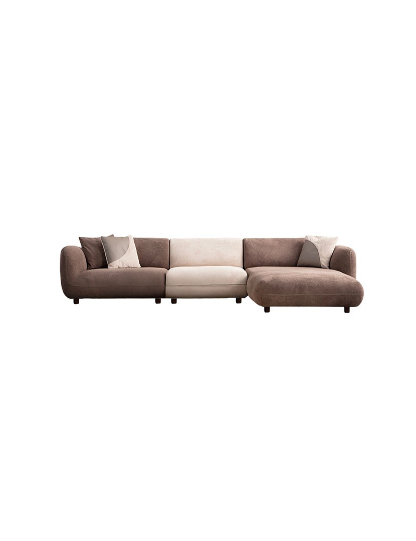 Sofá Modular Chaise Longue Pavia Creme/Castanho