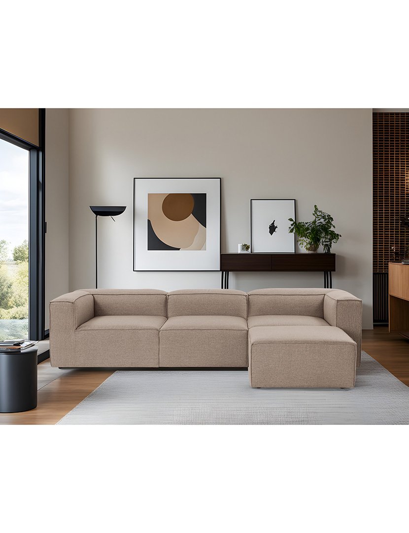 Sofá Modular Chaise Longue Fora Castanho