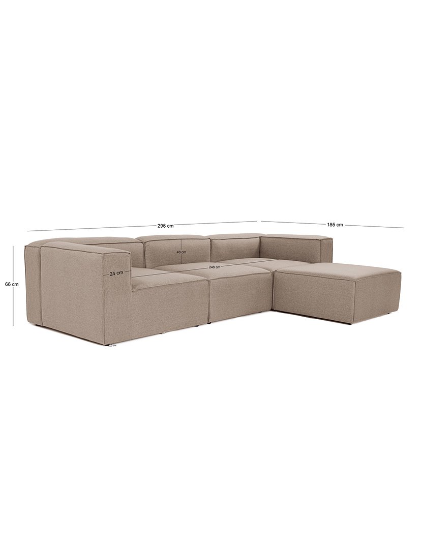 Sofá Modular Chaise Longue Fora Castanho