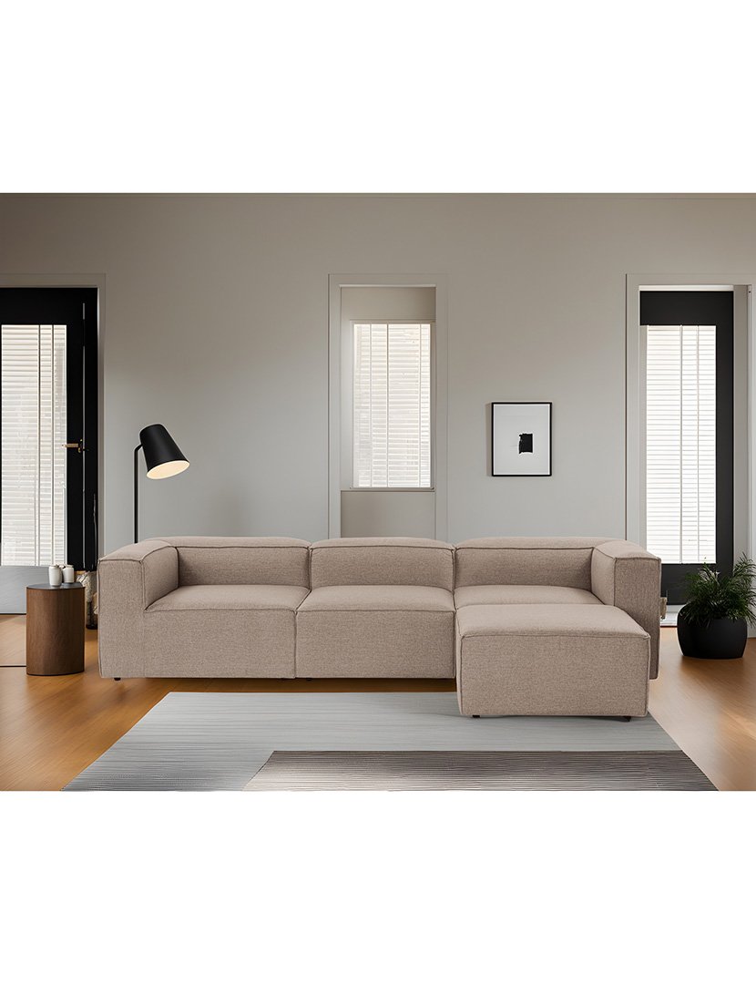 Sofá Modular Chaise Longue Fora Castanho