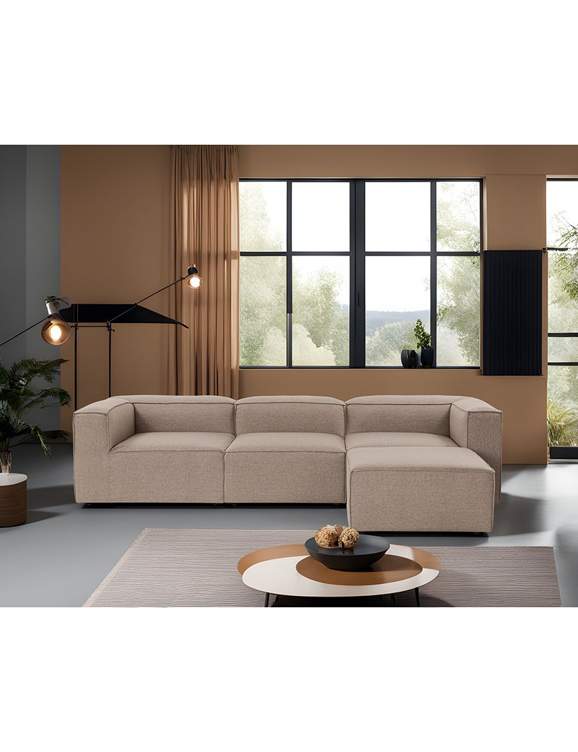 Sofá Modular Chaise Longue Fora Castanho