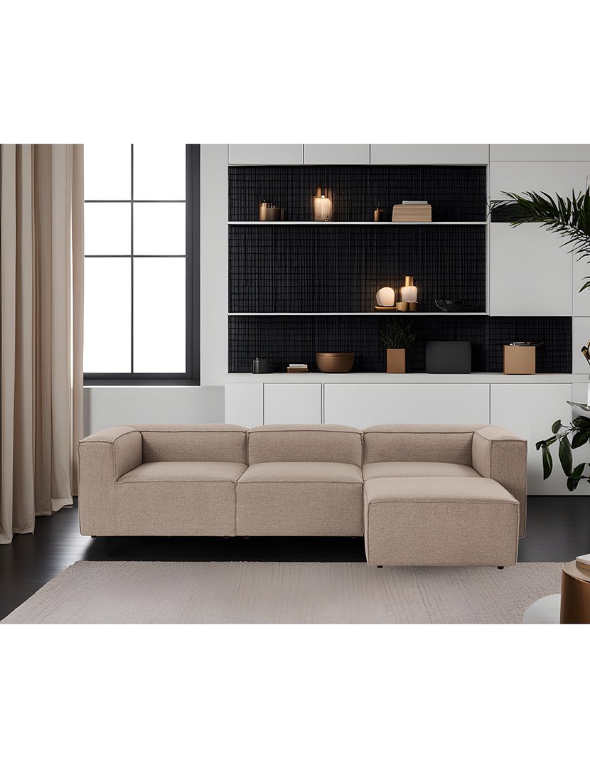 Sofá Modular Chaise Longue Fora Castanho