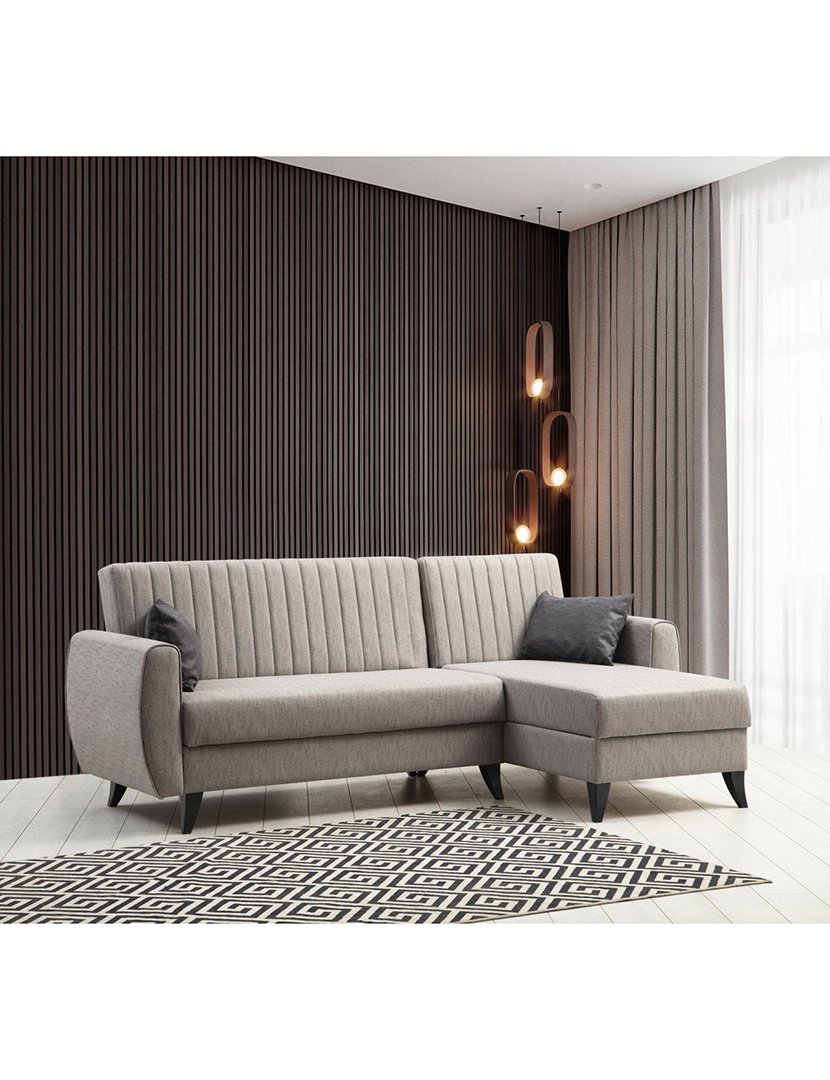 Sofá Cama Chaise Longue Direito Alkon Cinzento Claro