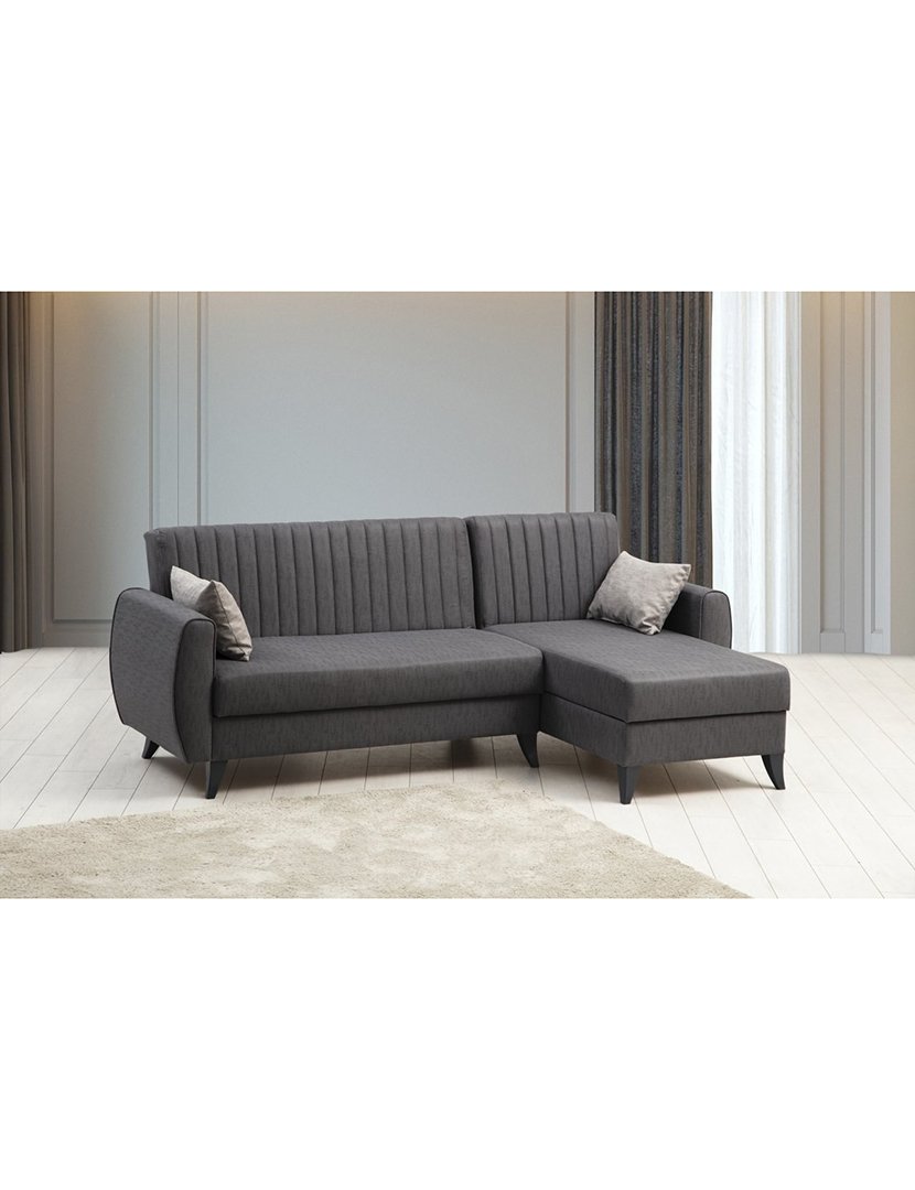 Sofá Cama Chaise Longue Direito Alkon Cinzento Escuro