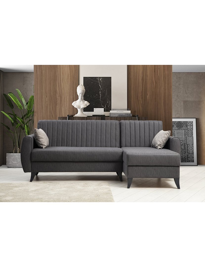 Sofá Cama Chaise Longue Direito Alkon Cinzento Escuro