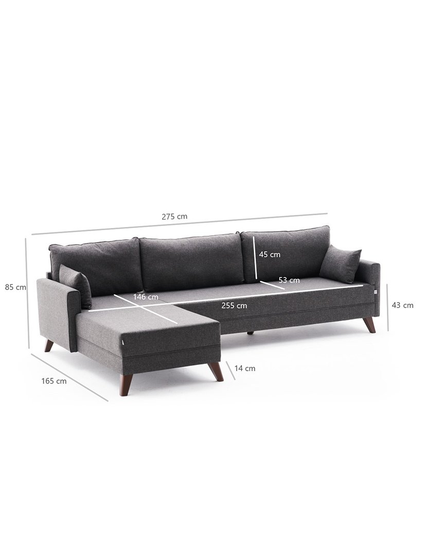 Sofá Chaise Longue Esquerdo Bella Antracite