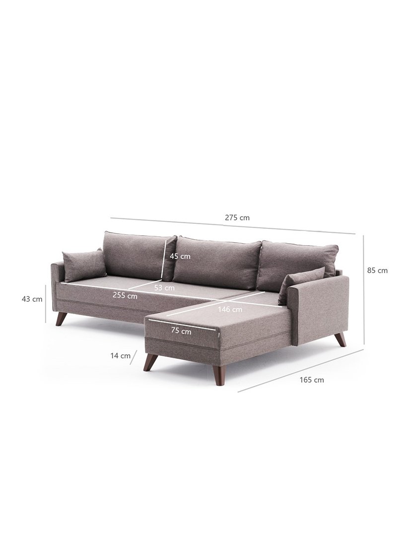 Sofá Chaise Longue Direito Bella Castanho