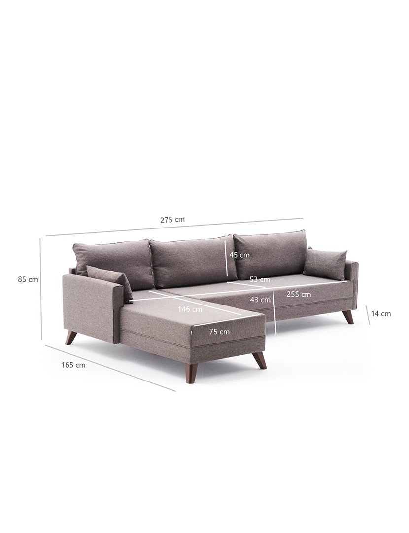 Sofá Chaise Longue Esquerdo Bella Castanho