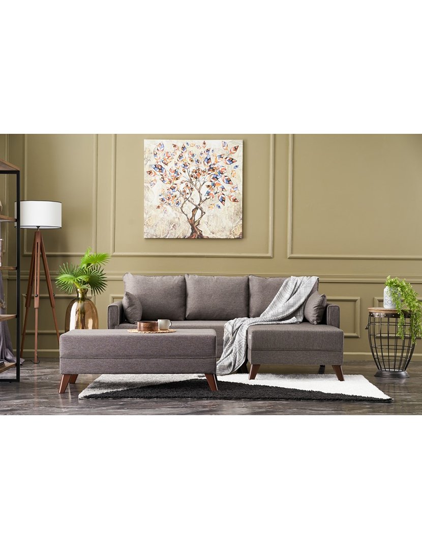 Sofá Cama Chaise Longue Direito Bella Mini Castanho