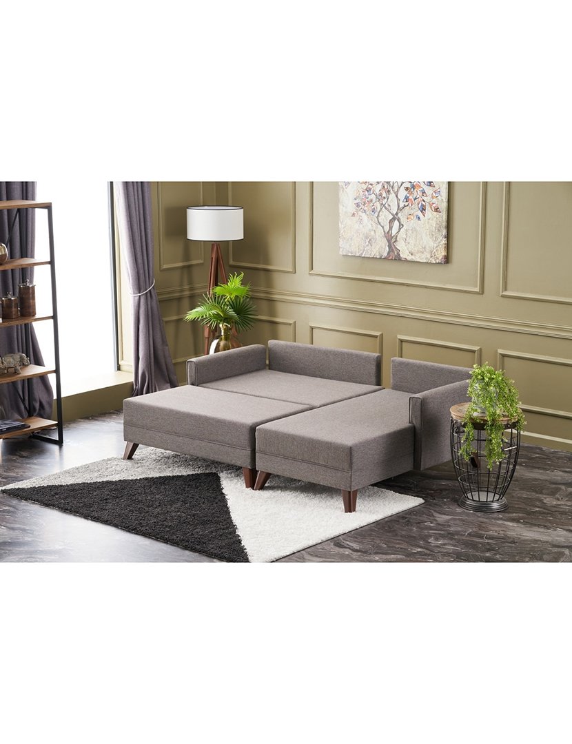 Sofá Cama Chaise Longue Direito Bella Mini Castanho