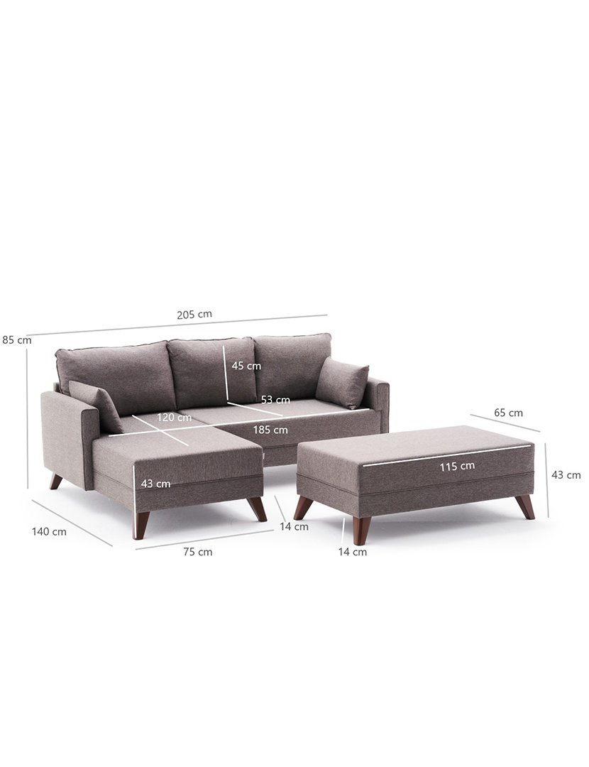 Sofá Cama Chaise Longue Esquerdo Bella Mini Castanho