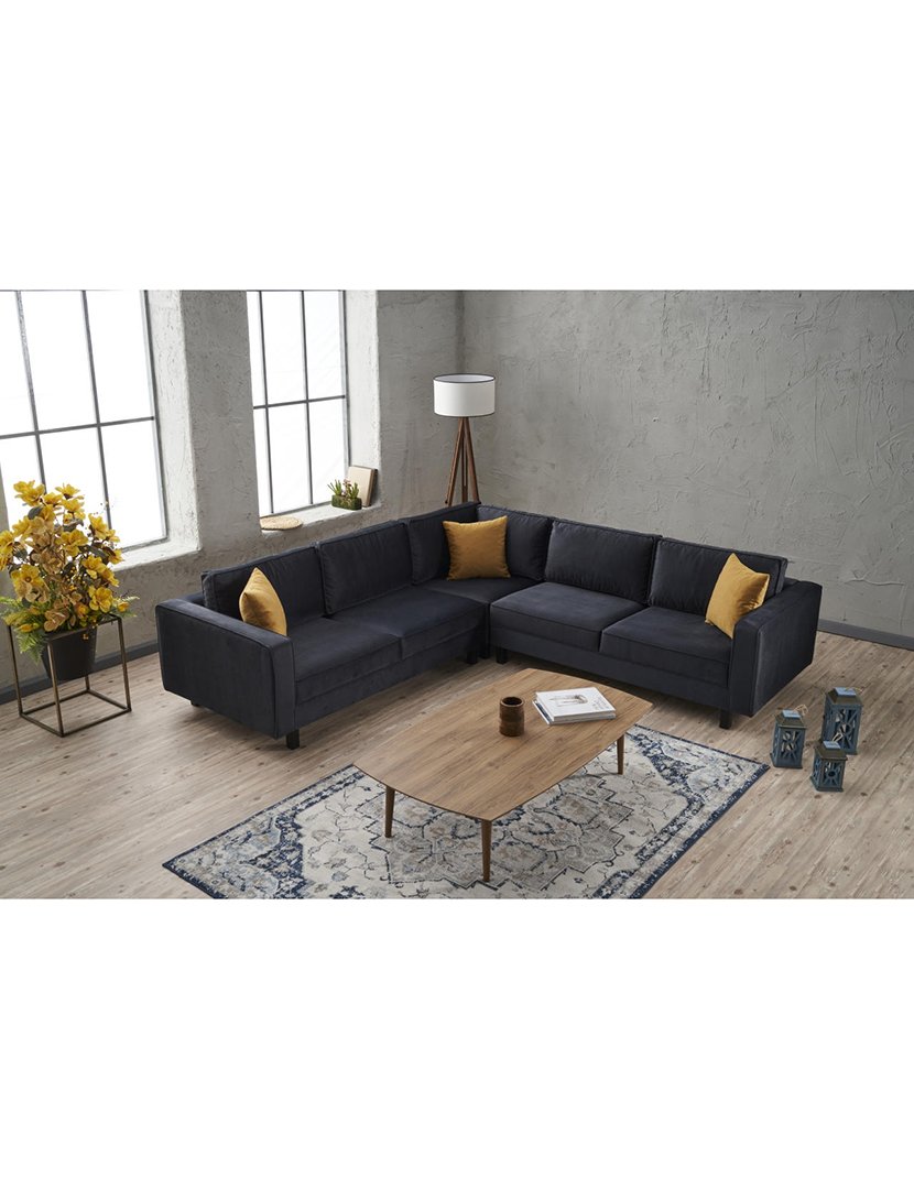 Sofá Canto Kale Veludo Antracite