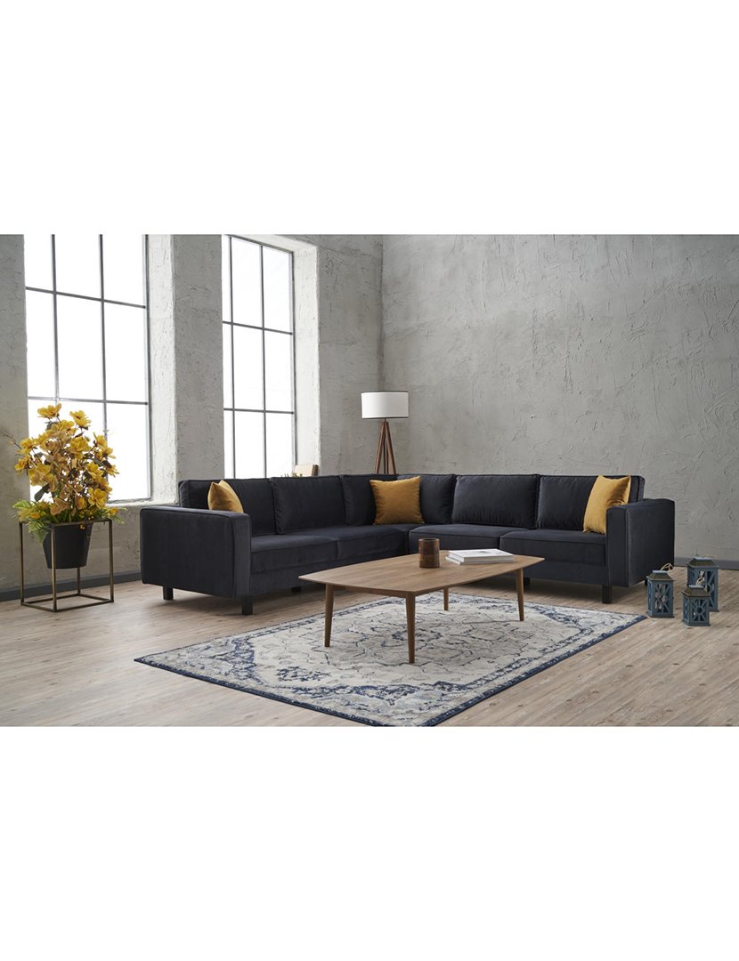 Sofá Canto Kale Veludo Antracite