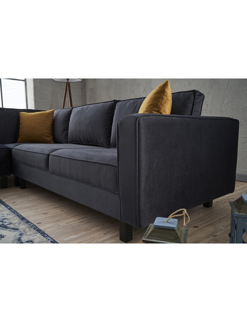 Sofá Canto Kale Veludo Antracite