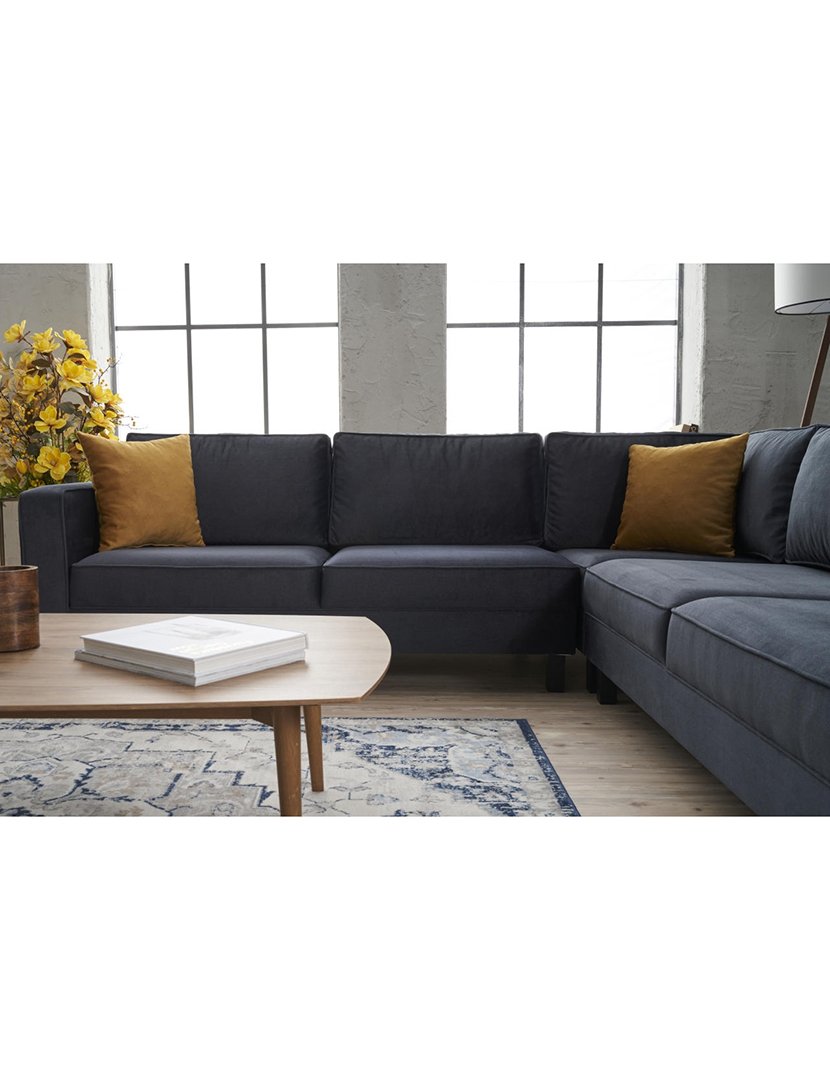 Sofá Canto Kale Veludo Antracite