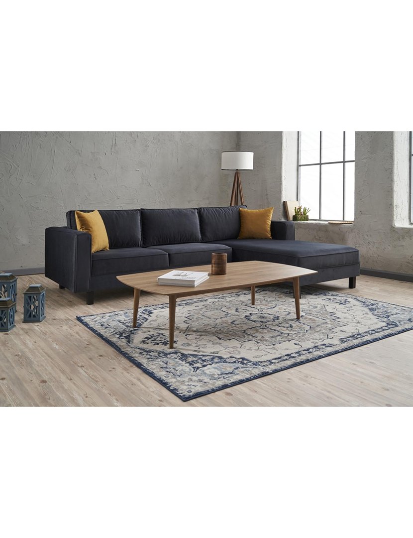 Sofá Chaise Longue Direito Kale Veludo Antracite