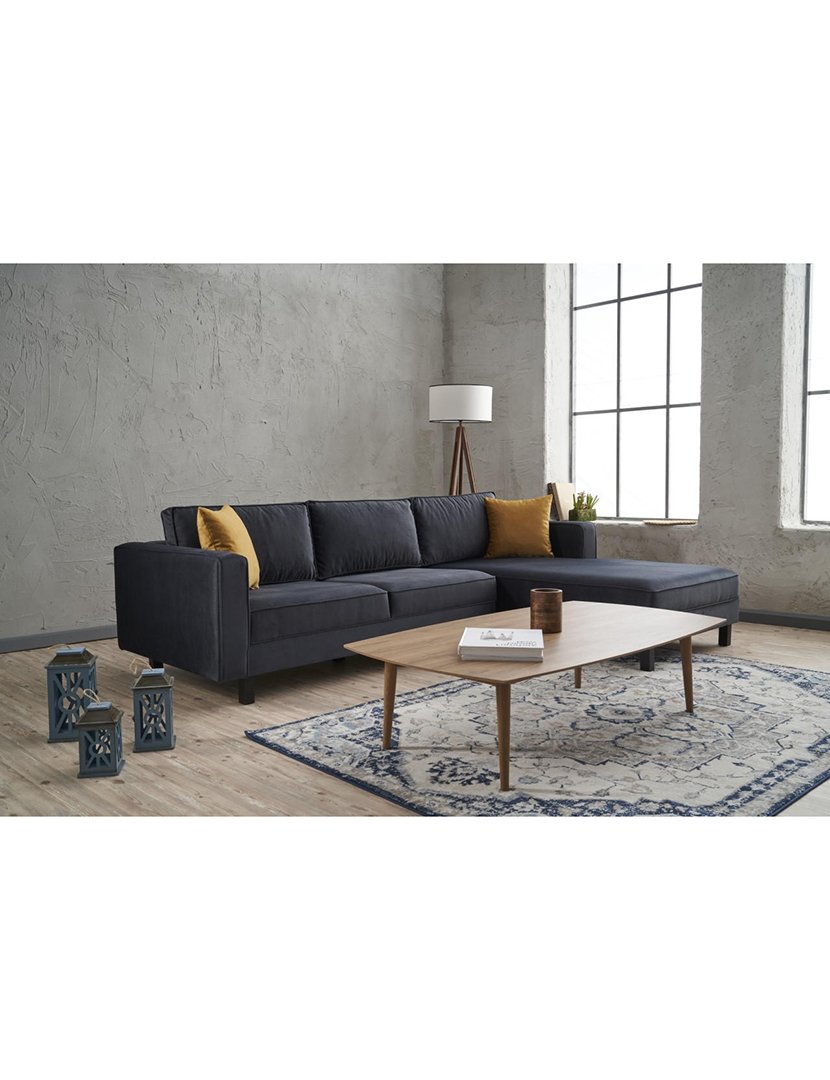 Sofá Chaise Longue Direito Kale Veludo Antracite
