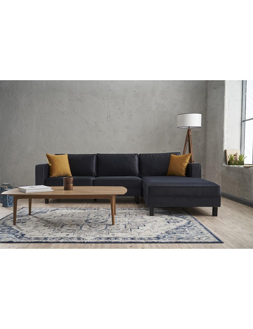 Sofá Chaise Longue Direito Kale Veludo Antracite