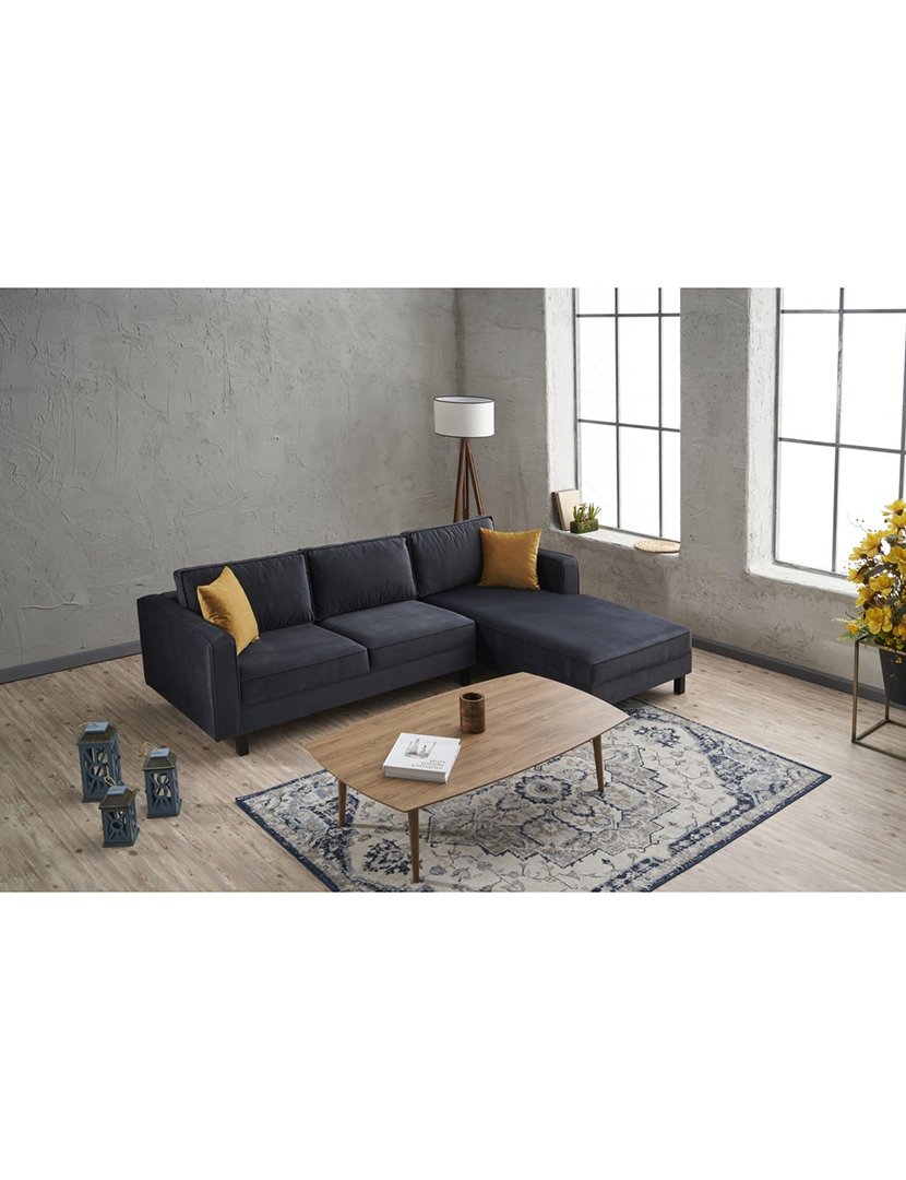Sofá Chaise Longue Direito Kale Veludo Antracite