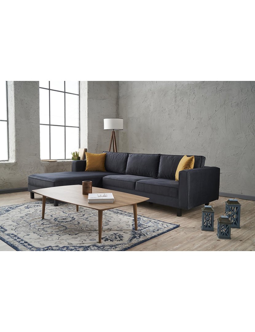 Sofá Chaise Longue Esquerdo Kale Veludo Antracite