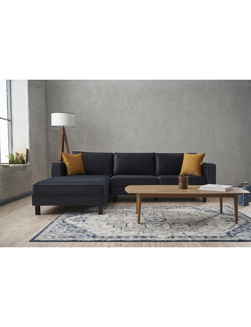 Sofá Chaise Longue Esquerdo Kale Veludo Antracite