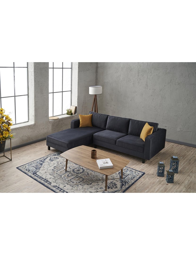 Sofá Chaise Longue Esquerdo Kale Veludo Antracite