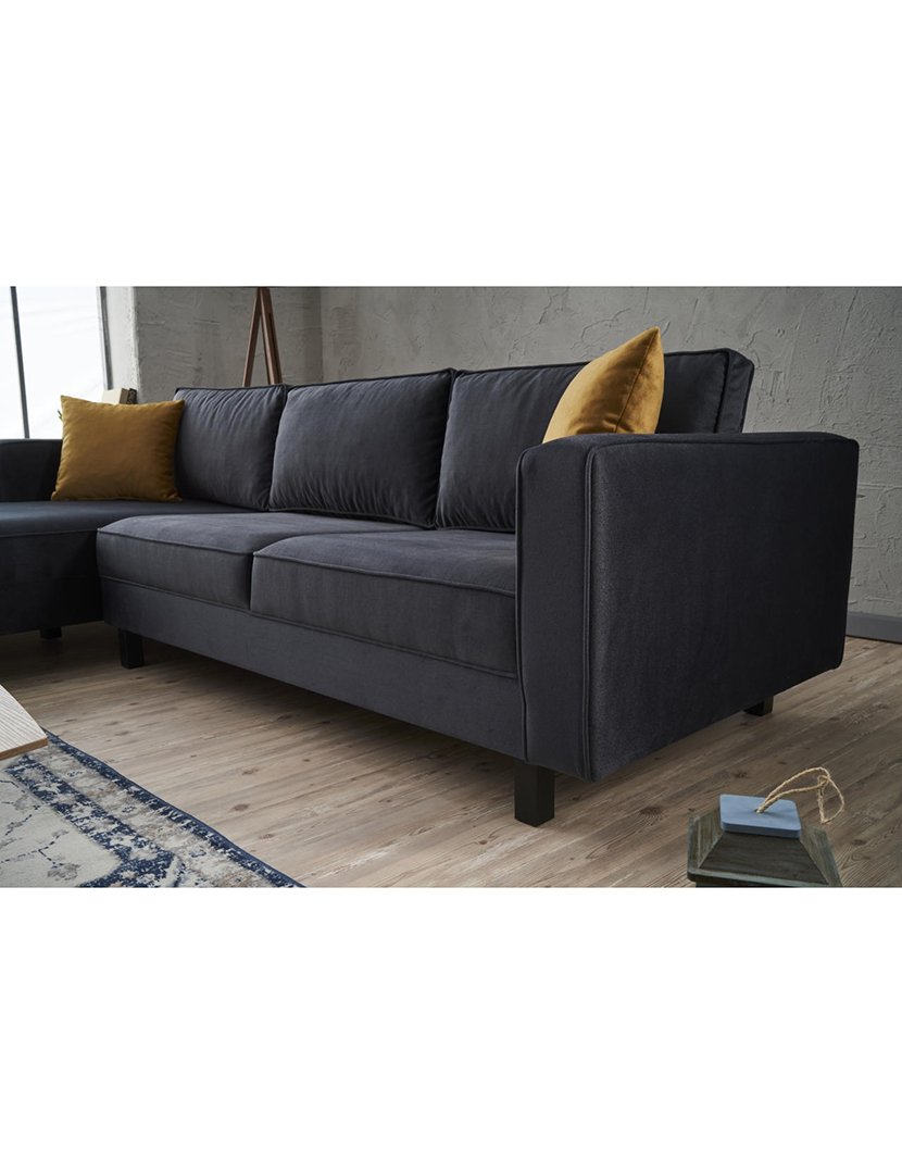 Sofá Chaise Longue Esquerdo Kale Veludo Antracite
