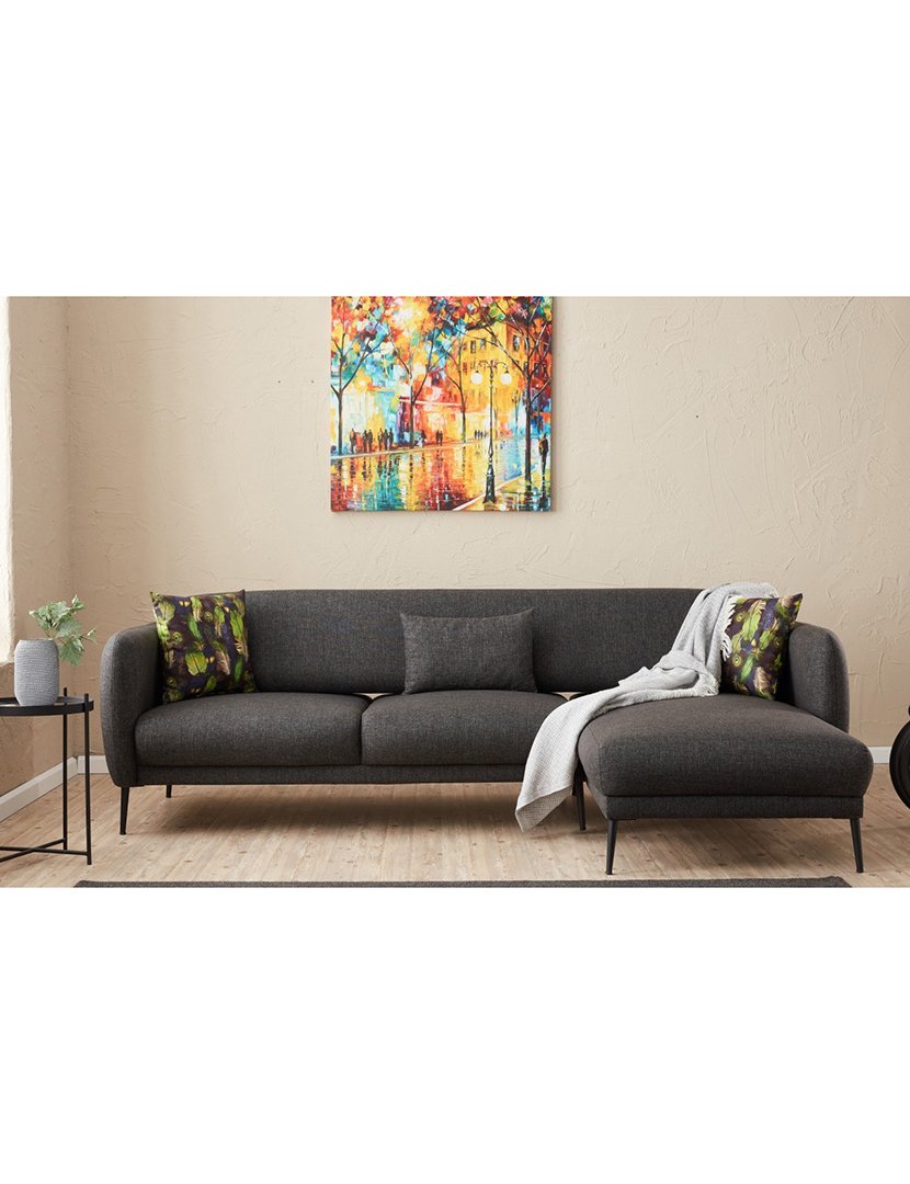 Sofá Cama Chaise Longue Direito Venus Antracite