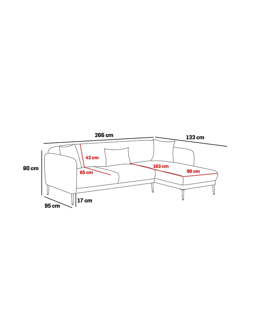 Sofá Cama Chaise Longue Esquerdo Venus Antracite