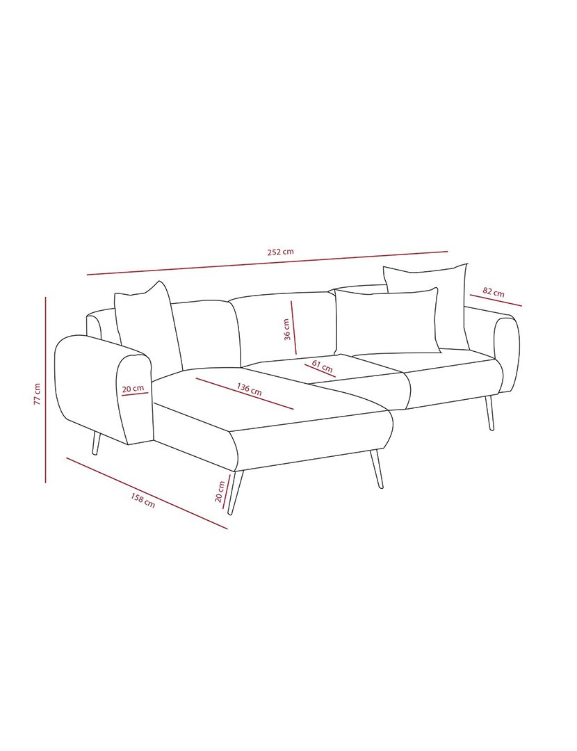 Sofá Chaise Longue Direito Side Creme