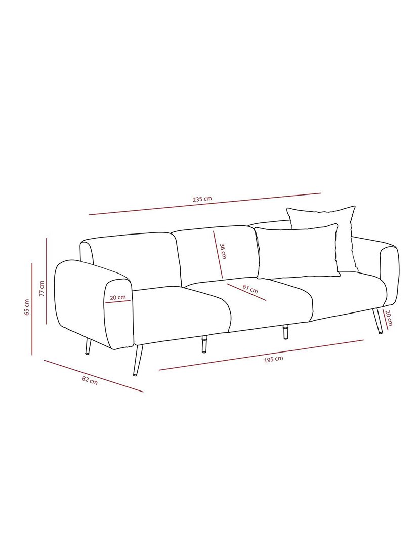 Sofá 3L Side Cinzento Claro
