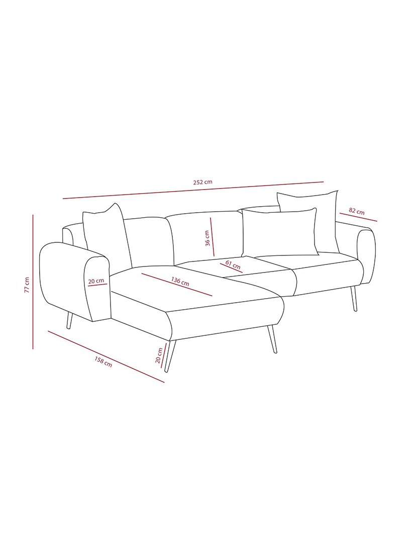 Sofá Chaise Longue Direito Side Cinzento Claro
