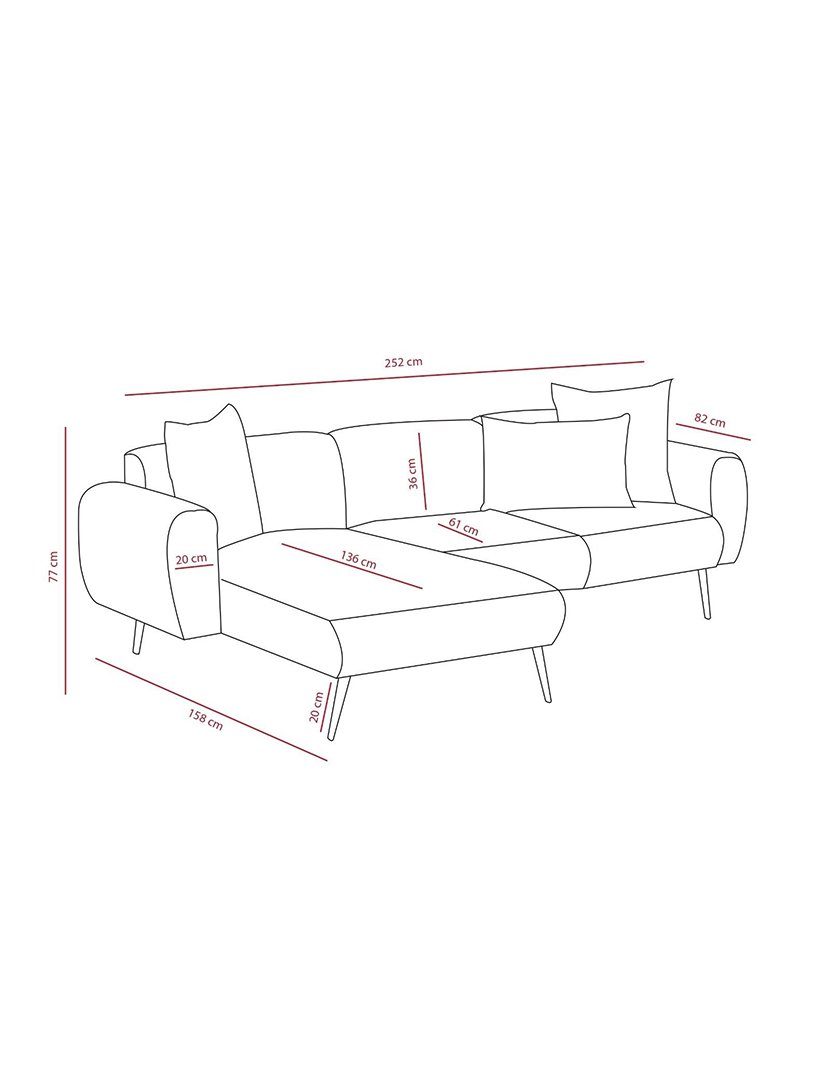 Sofá Chaise Longue Esquerdo Side Cinzento Claro