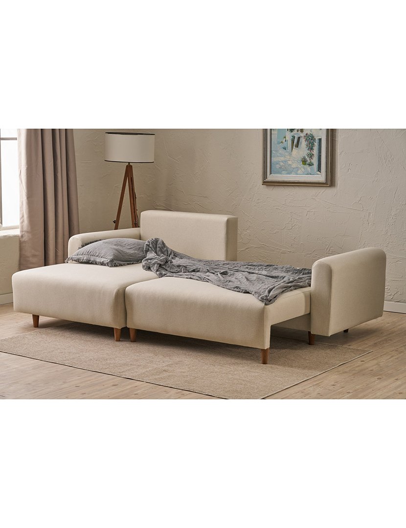 Sofá Cama Chaise Longue Esquerdo Mane Creme
