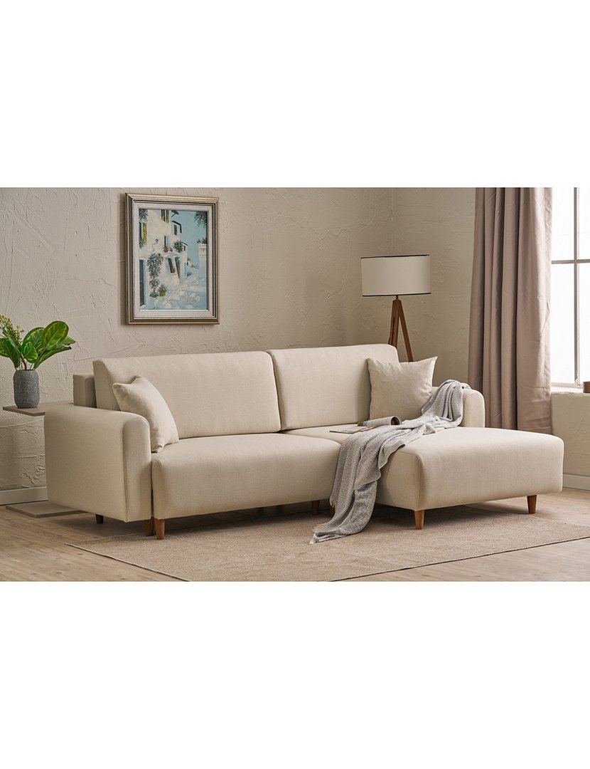 Sofá Cama Chaise Longue Direito Mane Creme