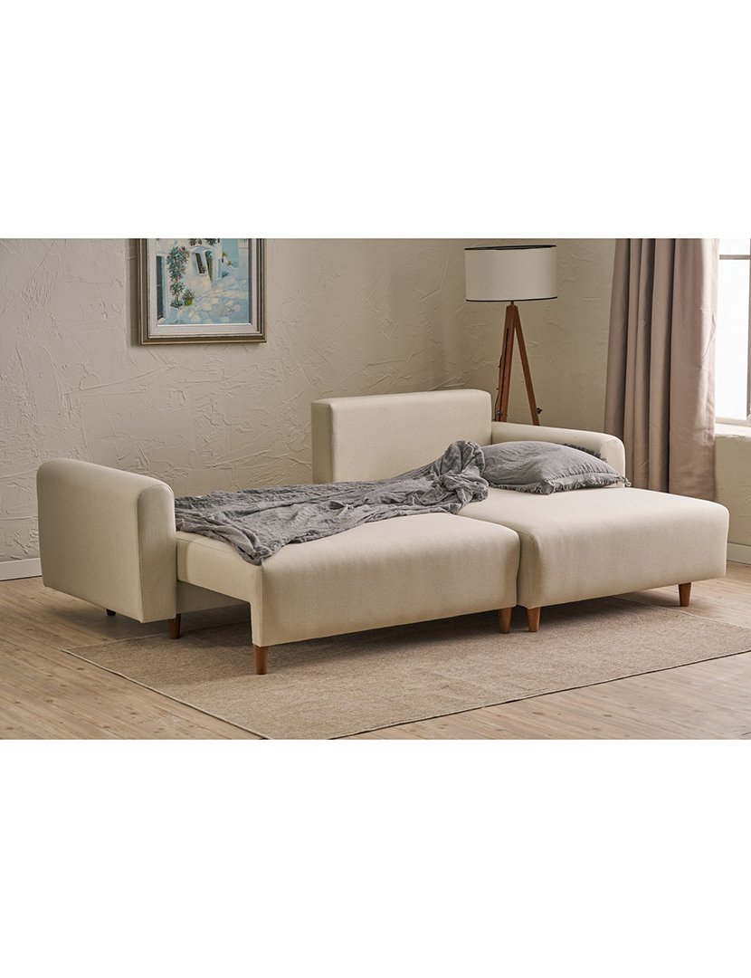 Sofá Cama Chaise Longue Direito Mane Creme
