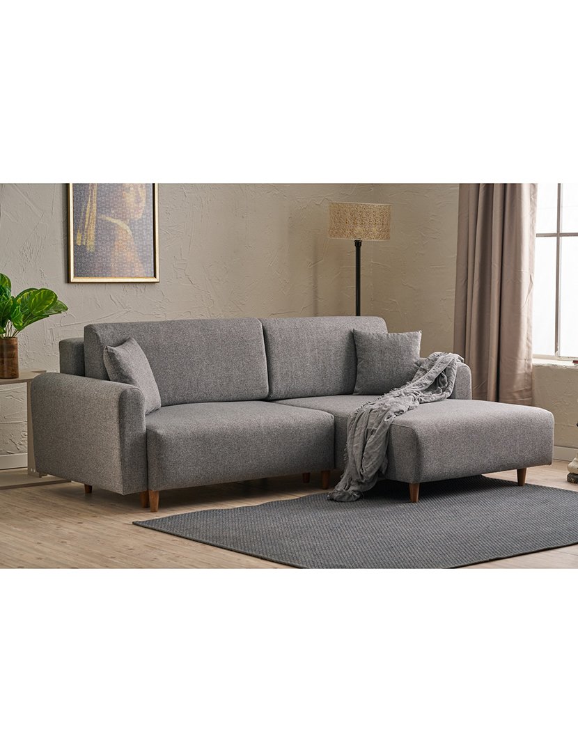 Sofá Cama Chaise Longue Direito Mane Cinzento