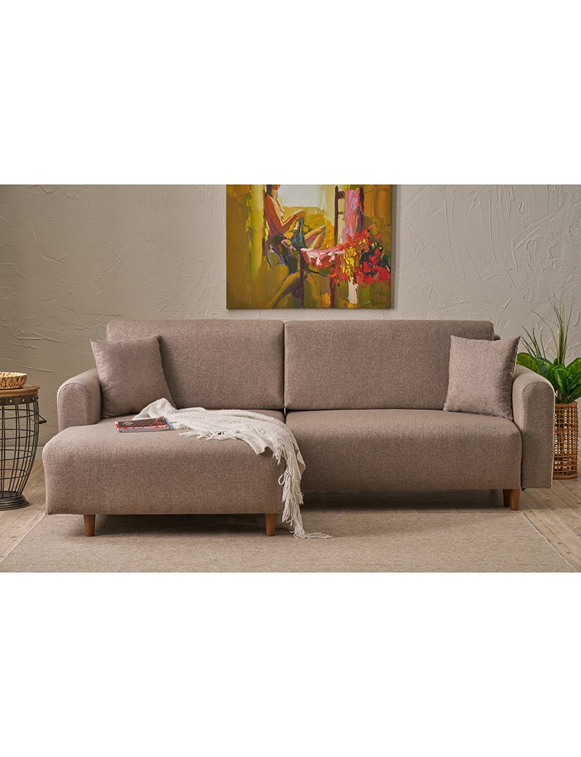 Sofá Cama Chaise Longue Esquerdo Mane Castanho