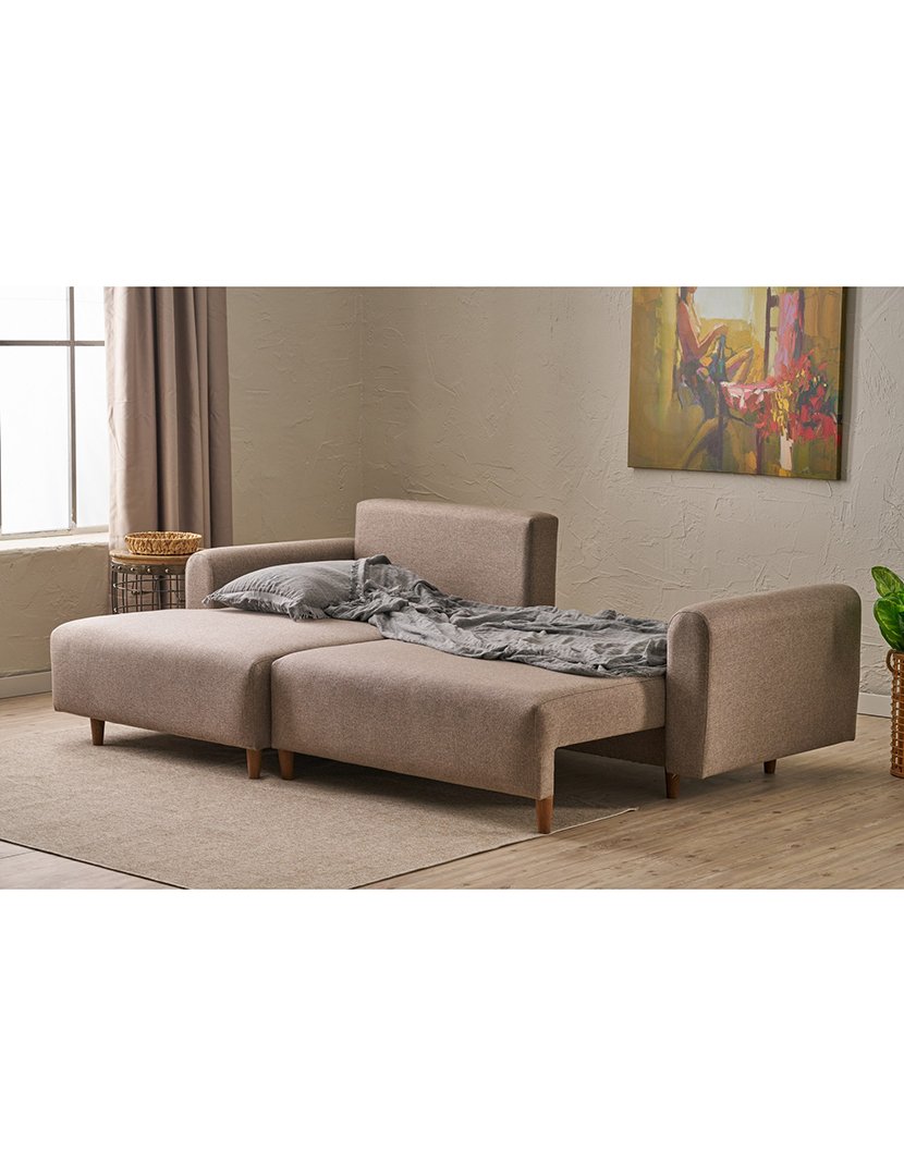 Sofá Cama Chaise Longue Esquerdo Mane Castanho