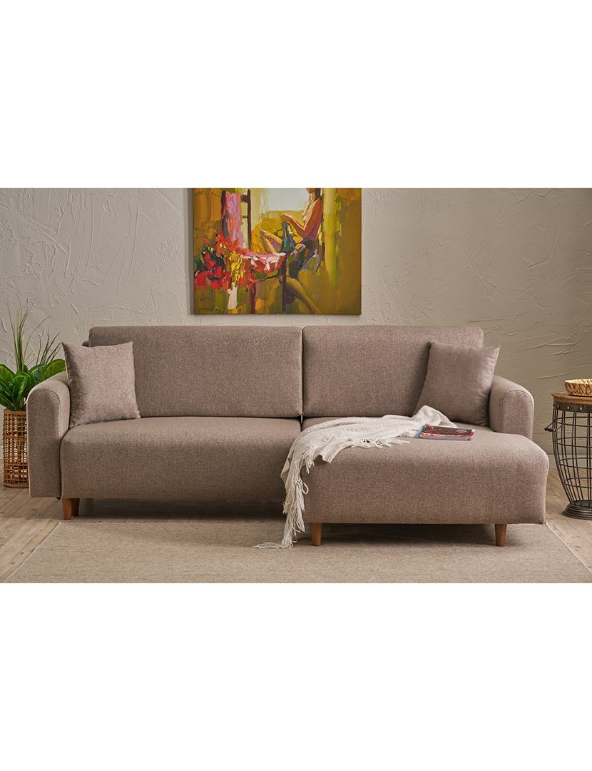 Sofá Cama Chaise Longue Direito Mane Castanho