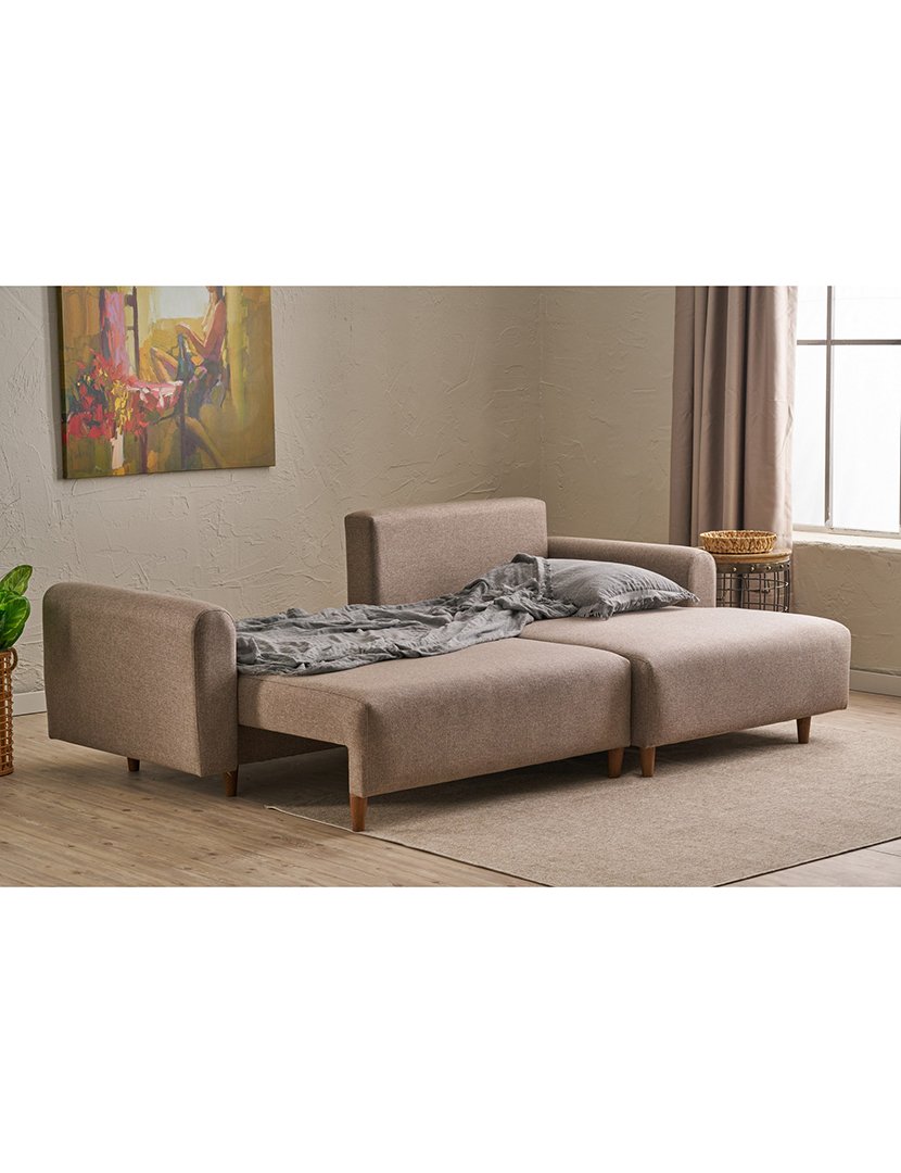 Sofá Cama Chaise Longue Direito Mane Castanho