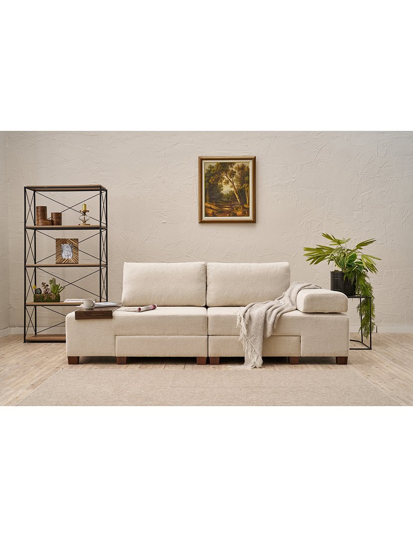 Sofá Cama 3L Perenna Chenille Creme