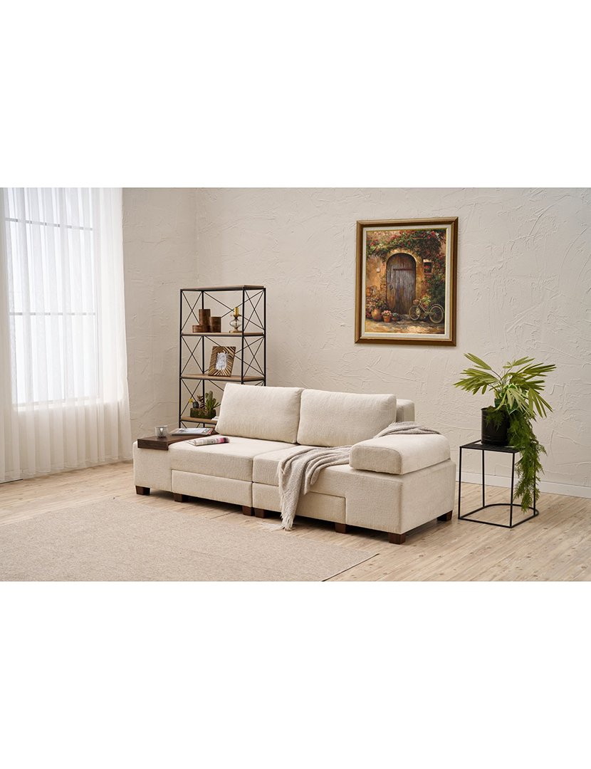 Sofá Cama 3L Perenna Chenille Creme