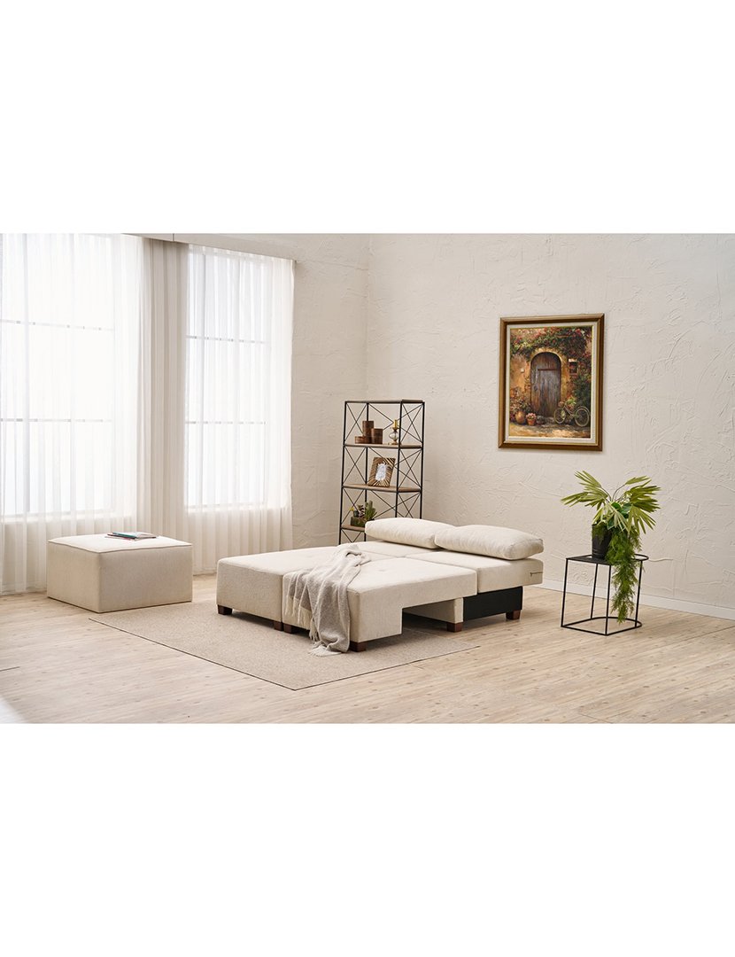 Sofá Cama 3L Perenna Chenille Creme