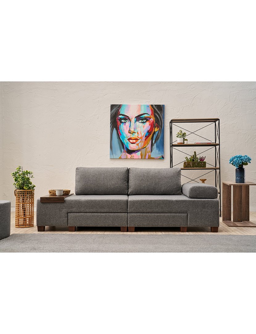 Sofá Cama 3L Perenna Linho Cinzento